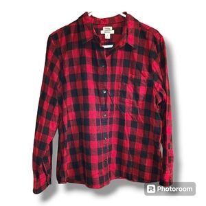 Thick, Red & Black, L.L. Bean Scotch Plaid Women’s Flannel petite large